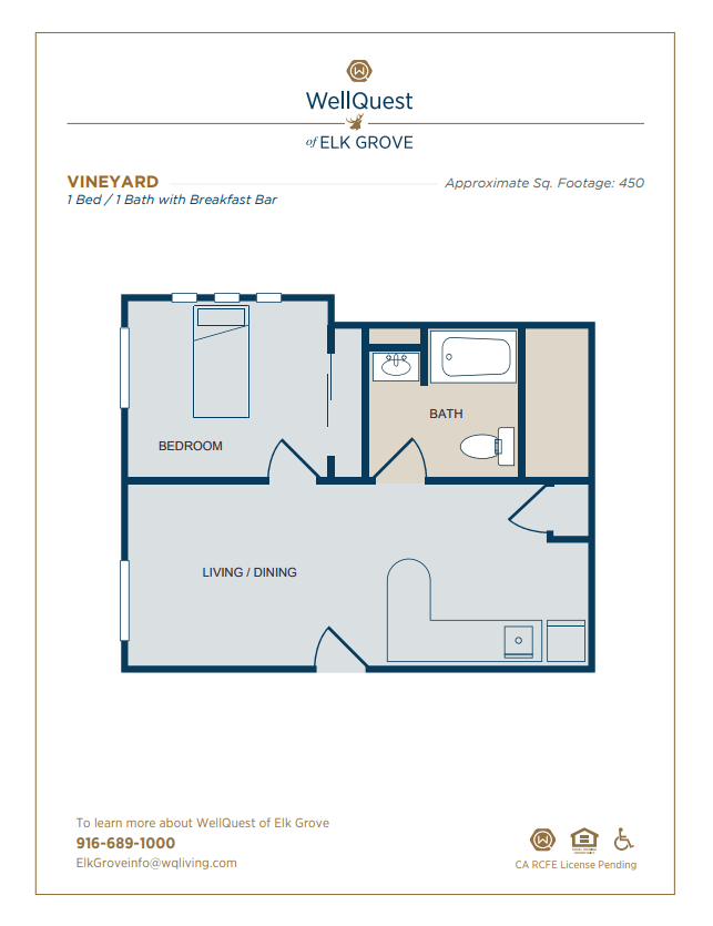 Vineyard Floor Plan 1 Bedroom